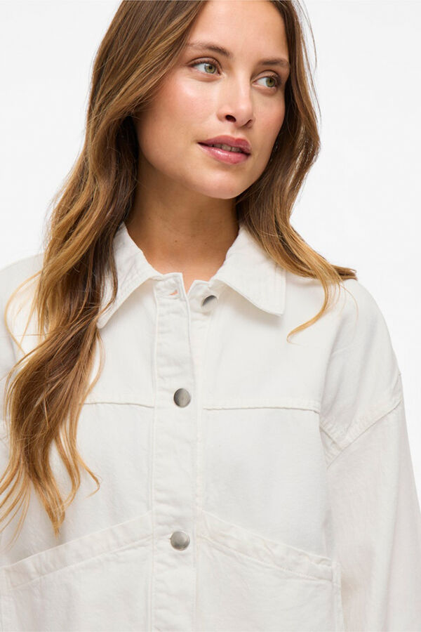 Vila Chaqueta cazadora vaquera de algodón Blanco