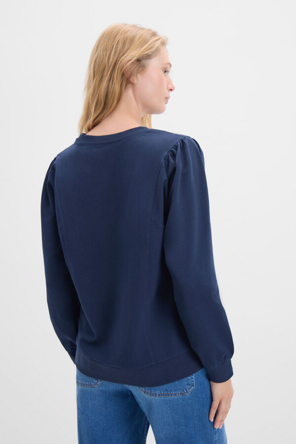 Cortefiel Sudadera bordada Azul marino