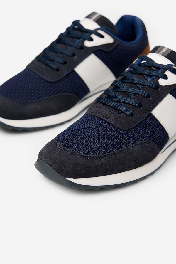 Cortefiel Zapatilla piel tela Azul marino