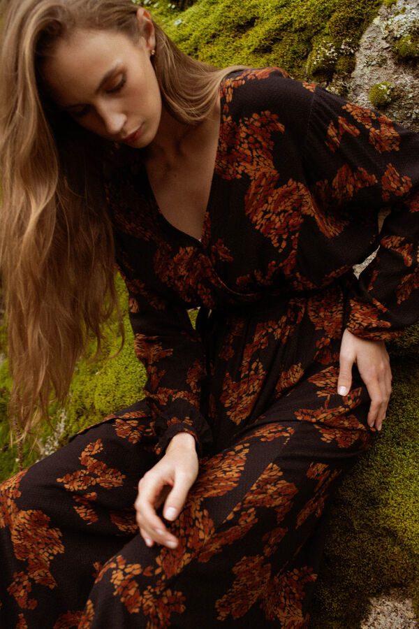 Vila Vestido largo estampado Negro