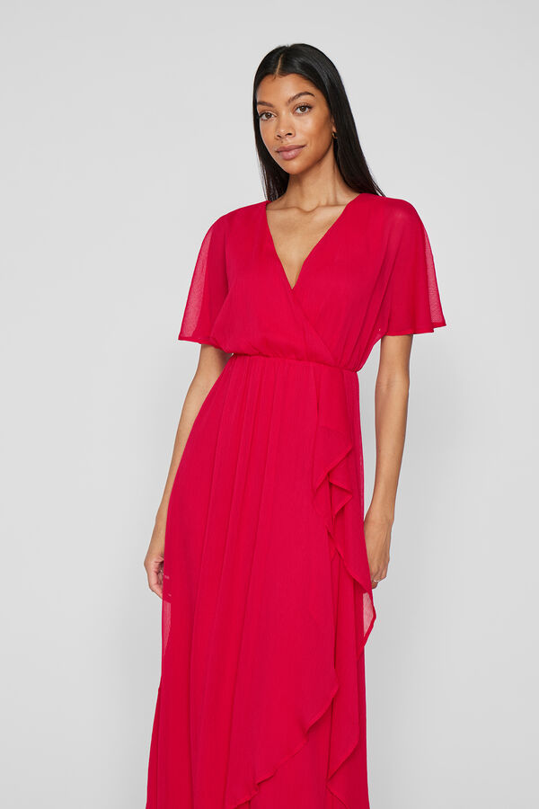 Vila Chiffon midi dress Vermelho