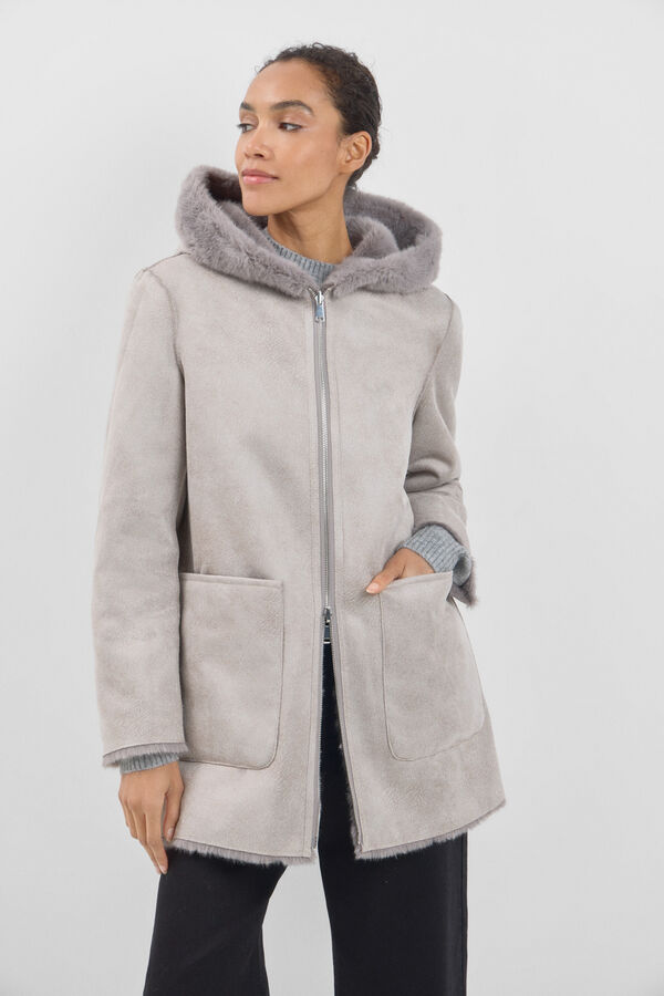 Cortefiel Abrigo efecto doble faz reversible Gris