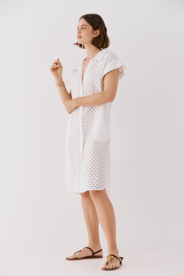 Cortefiel Caft&aacute;n camisa largo Blanco