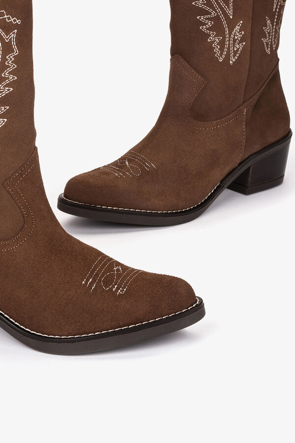 Cupl&eacute; Bota cowboy serraje cuero Marr&oacute;n