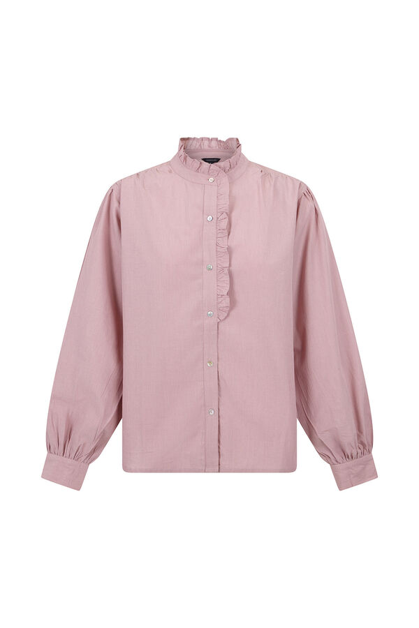 Cortefiel Blusa rayas cuello volantes Rosa