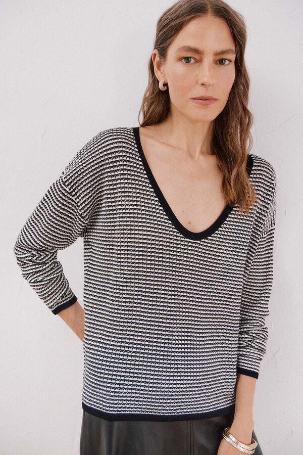 Cortefiel Jersey punto bicolor Negro