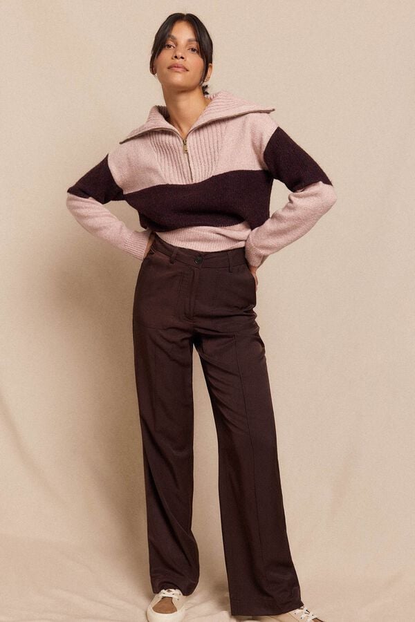 Slowlove Pantal&oacute;n satinado Marr&oacute;n oscuro