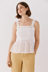 Cortefiel Top combinado puntillas Blanco