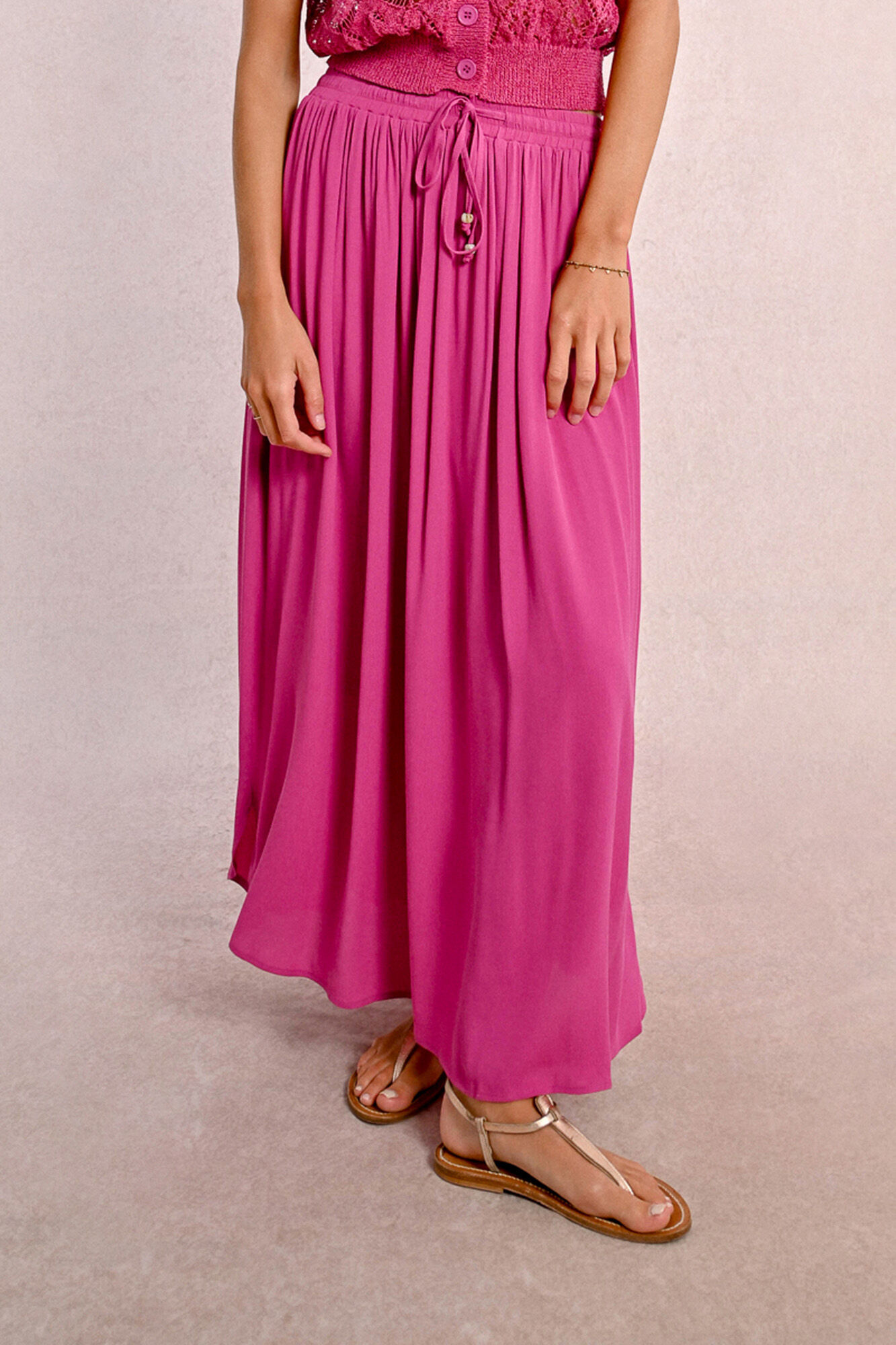 Molly Bracken Falda larga plisada con lazada