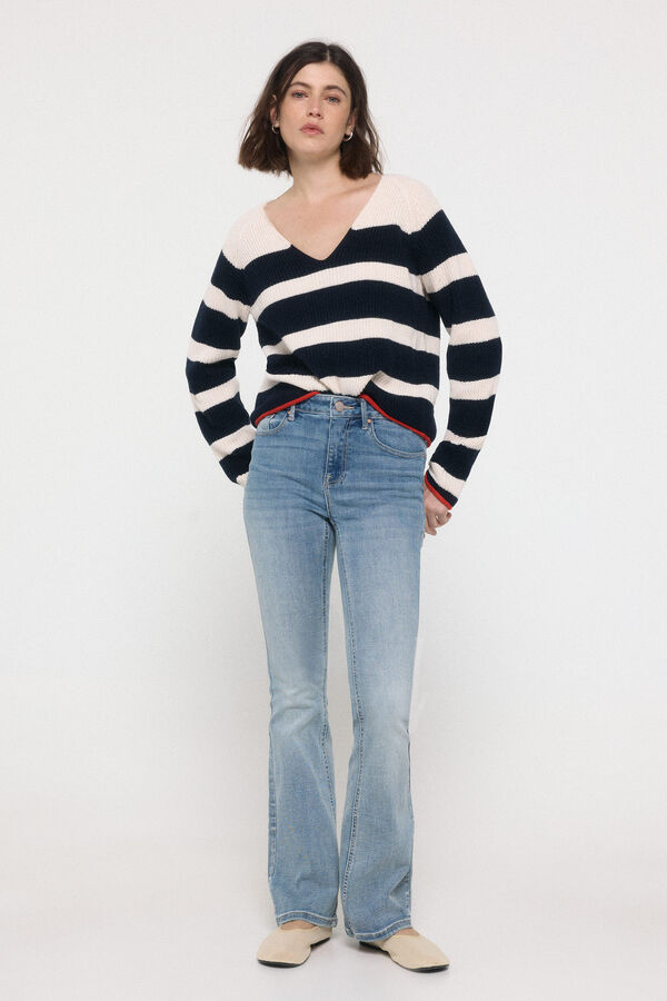 Vero Moda Jersey de rayas cuello pico Azul marino