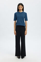 Selected Top de manga curta com glitter Azul