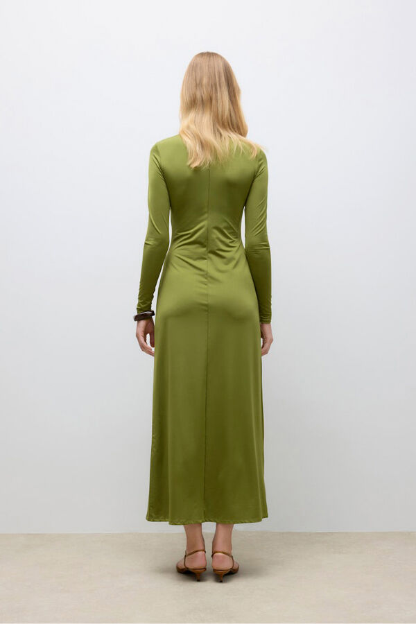 Vero Moda Vestido midi cuello subido Verde oscuro