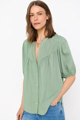 Cortefiel Blusa estampada de manga curta Verde