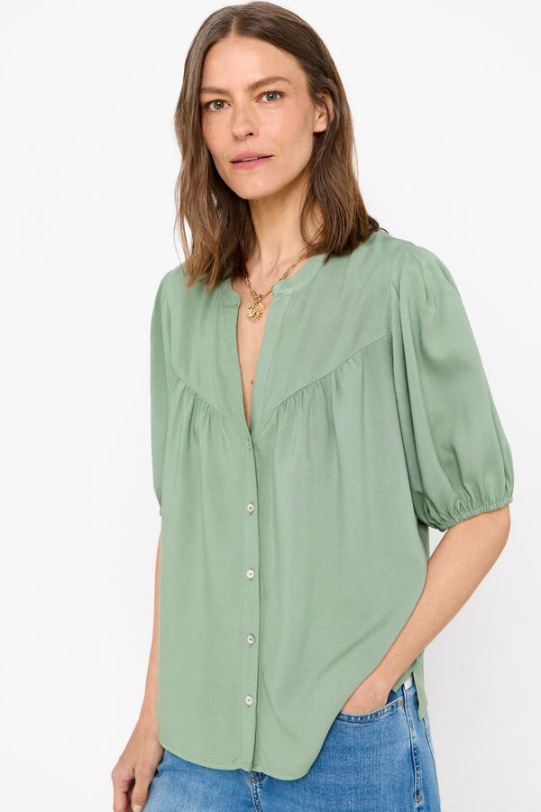 Cortefiel Blusa estampada de manga curta Verde