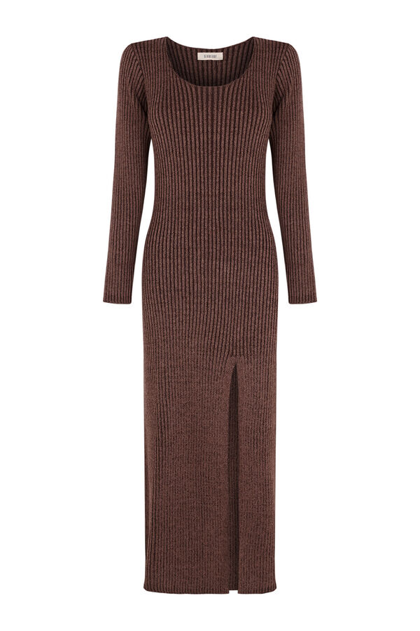 Slowlove Vestido punto canal&eacute; abertura Arena