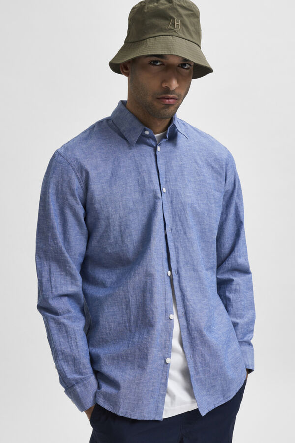 Cortefiel Camisa slim fit de algodón orgánico Azul