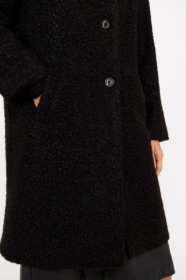 Cortefiel Abrigo boucle suave Negro