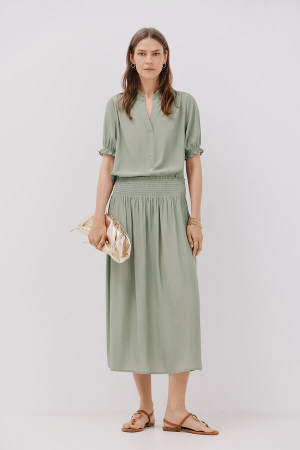 Cortefiel Blusa manga manga curta Verde