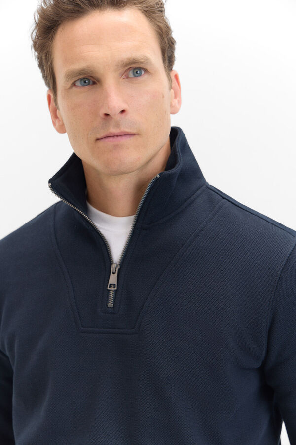Cortefiel Sudadera cuello cremallera Azul marino