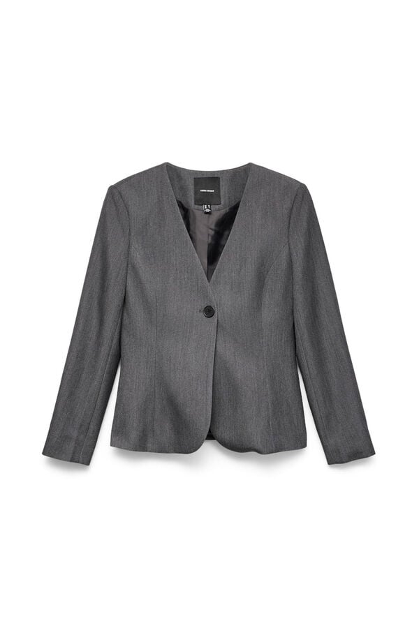 Vero Moda Americana manga larga cuello pico Gris oscuro