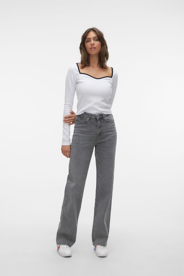 Vero Moda Jeans de tiro alto Gris
