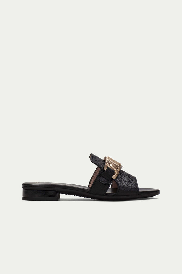 Hispanitas Sand&aacute;lia rasa adorno duplo H LENA Preto