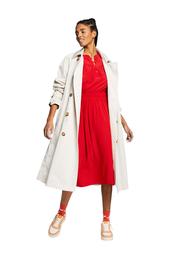 Esprit Vestido midi monocolor con viscosa LENZING&trade; ECOVERO&trade; Rojo