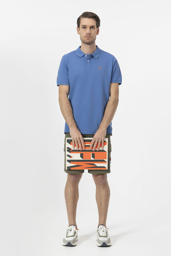 elPulpo Polo lavada com bordado contrastante Azul