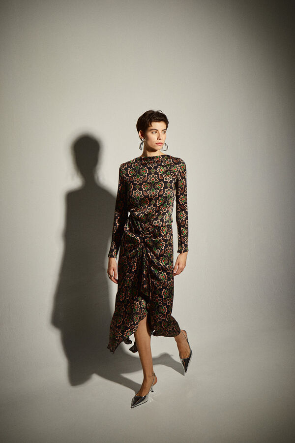 Dolores Promesas Vestido com estampado floral em preto Cinzento