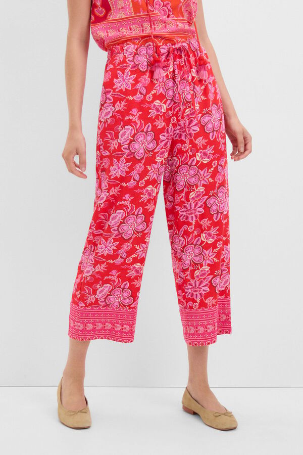 Cortefiel Pantal&oacute;n estampado largo Rojo