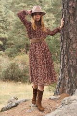 Pol&iacute;n Et Moi Vestido Largo Liruca Estampado marr&oacute;n