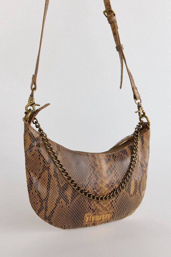 Slowlove Bolso serpiente tachuelas Estampado marr&oacute;n