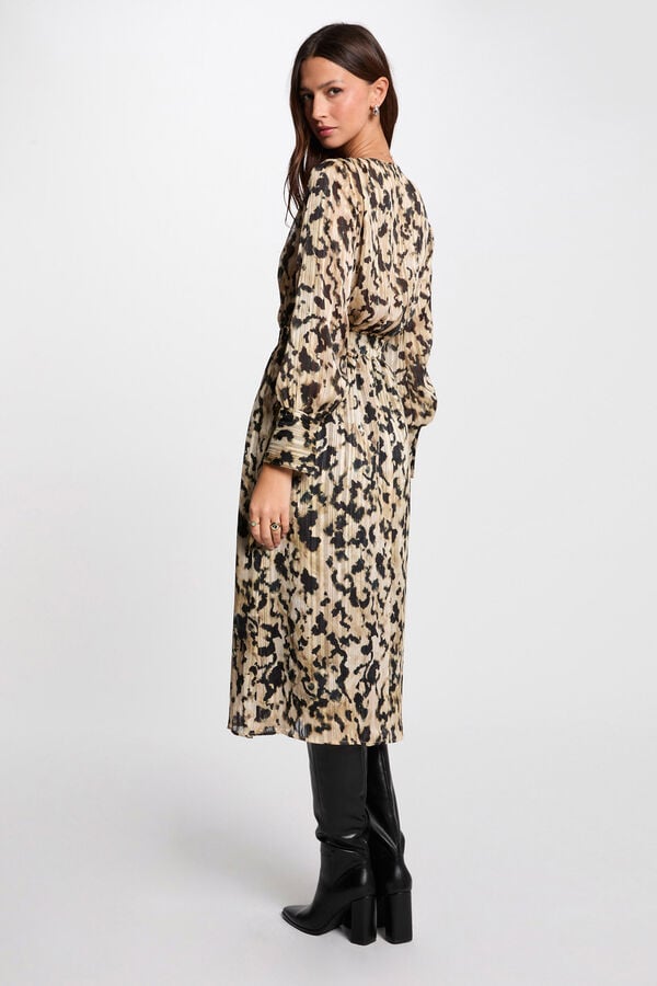 Morgan Vestido largo cruzado Estampado marr&oacute;n