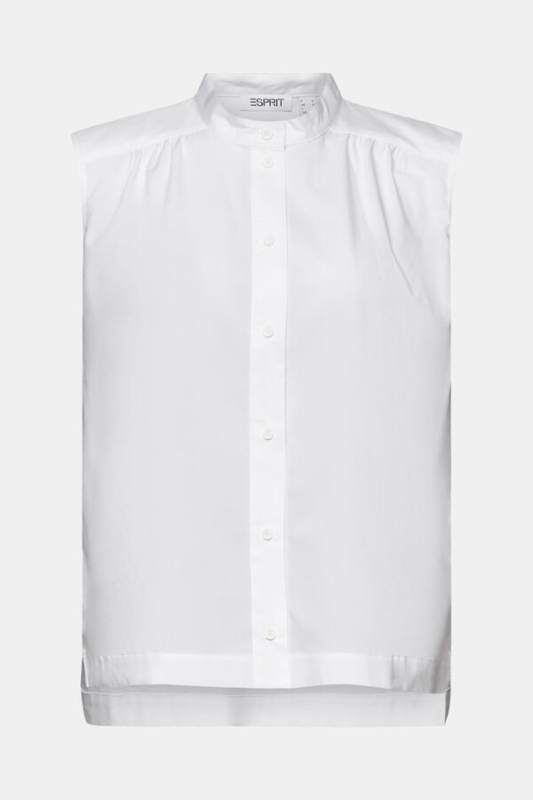 Esprit Blusa popel&iacute;n cuello mao sin mangas Blanco