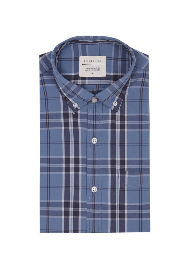 Cortefiel Camisa quadrados f&aacute;cil de engomar Azul
