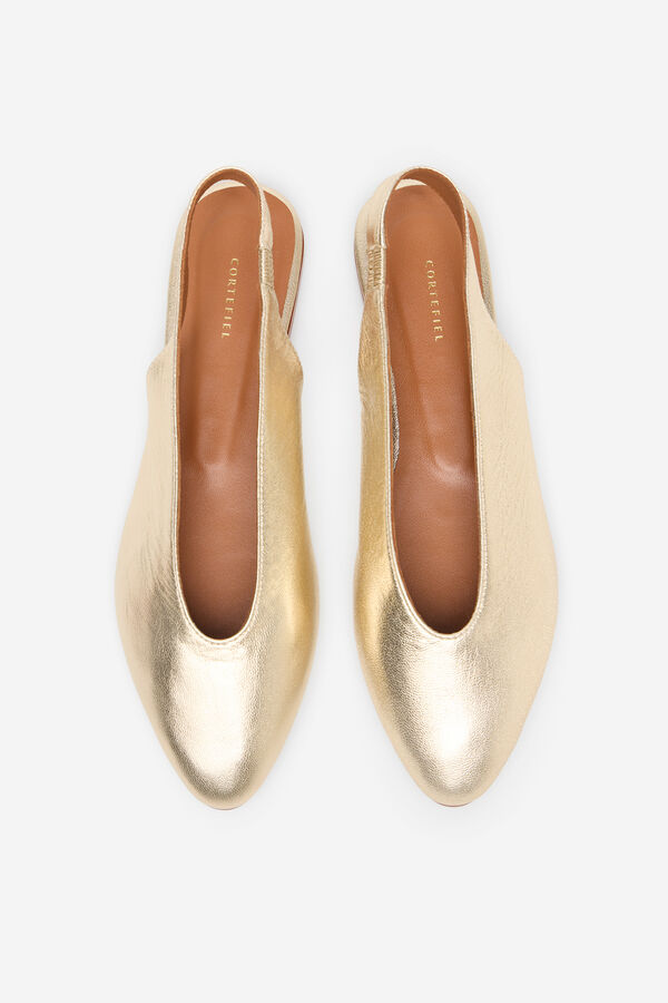 Cortefiel Bailarina slingback de pele Dourado