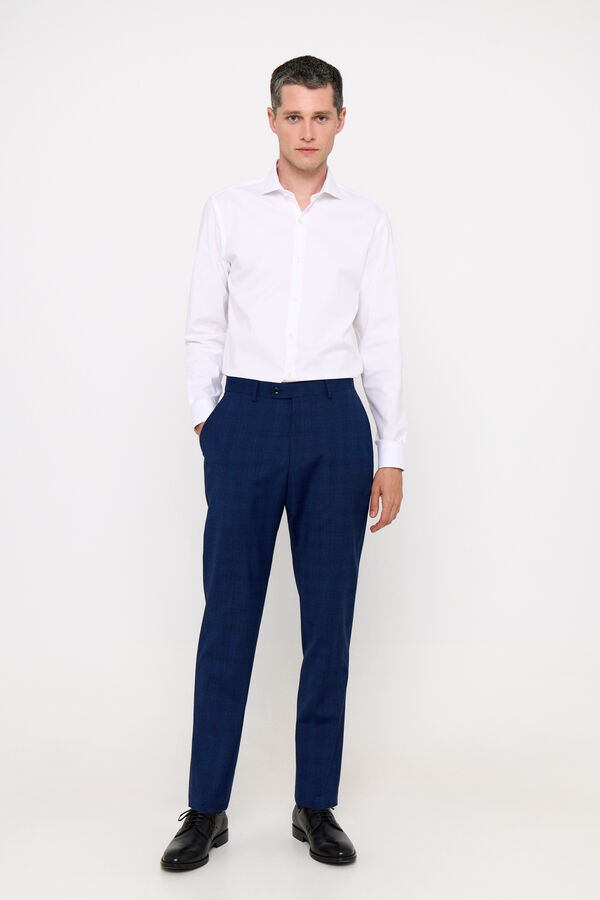 Cortefiel Camisa vestir lisa slim fit f&aacute;cil plancha Blanco