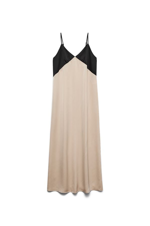 Vero Moda Vestido comprido acetinado de al&ccedil;as Tostado