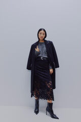 Vila Falda midi encaje Negro