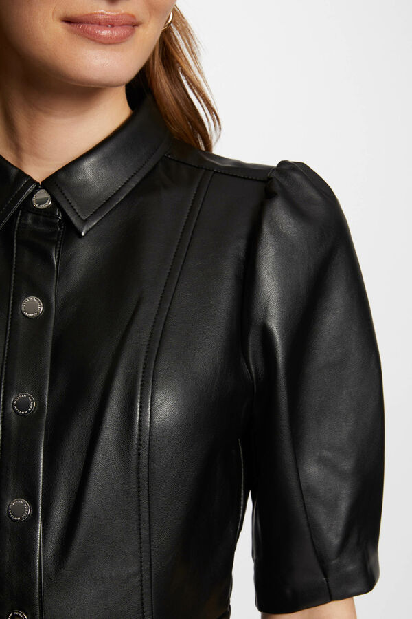 Morgan Vestido curto de couro sint&eacute;tico Preto