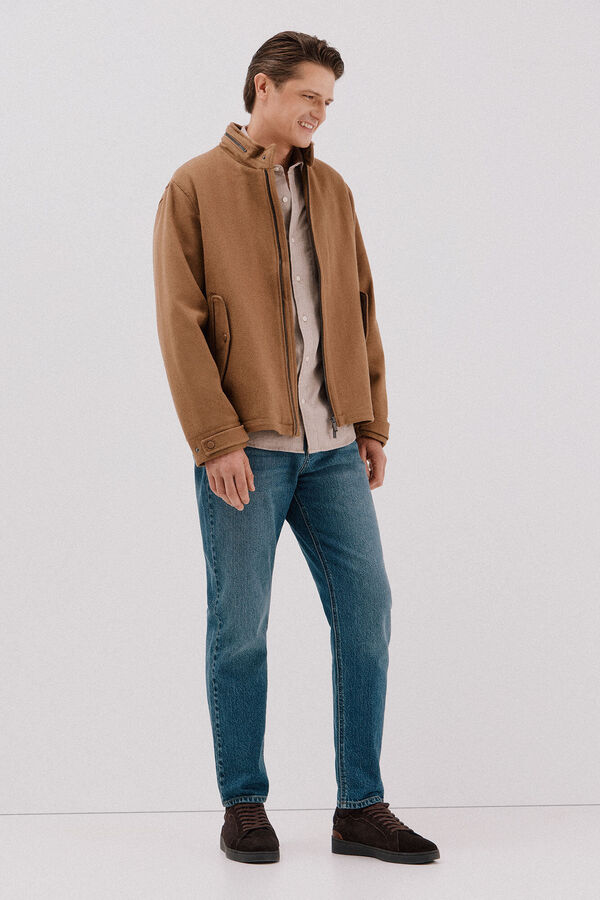 Cortefiel Camisa franela espiga Beige