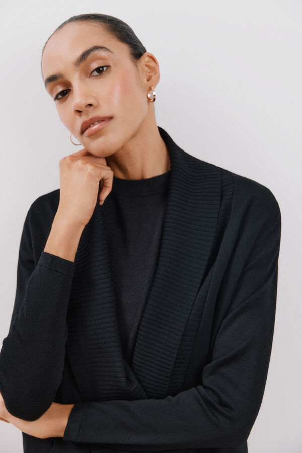 Cortefiel Chaqueta cuello chal Negro