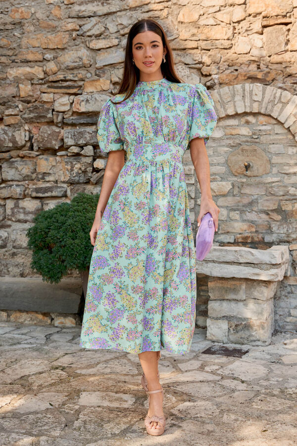 Pol&iacute;n Et Moi Vestido midi con flores Verde