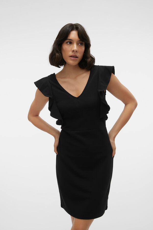 Vero Moda Vestido corto escote pico y corte en la cintura Negro