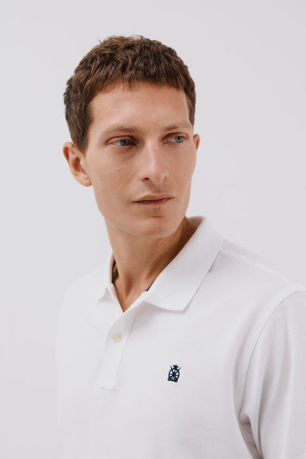 Cortefiel Polo b&aacute;sico piqu&eacute; Branco