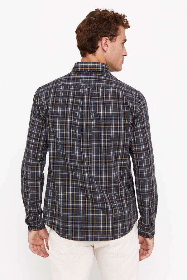 Cortefiel Camisa twill xadrez Cinzento