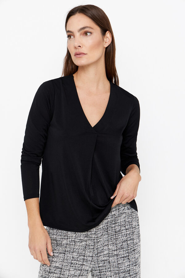 Cortefiel Top fluido com pregas Preto