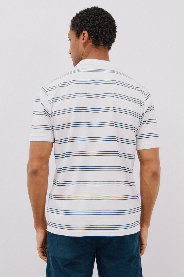 Cortefiel polo de rayas cuello estructura Blanco