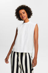 Esprit Blusa popel&iacute;n cuello mao sin mangas Blanco