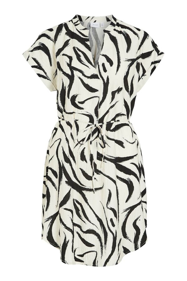 Vila Vestido curto com gola mao e viscose Cinzento